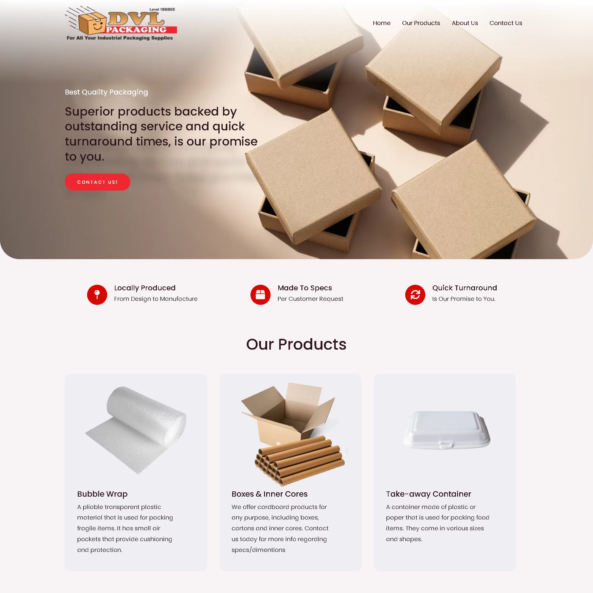 DVL Packaging website